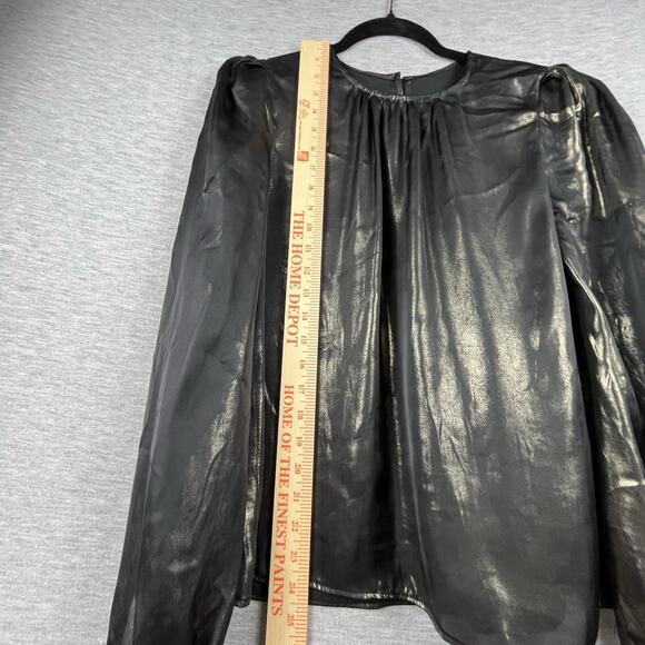 Wayf Josaline Metallic Long Sleeve Blouse Size Medium M Shimmering - Picture 9 of 16